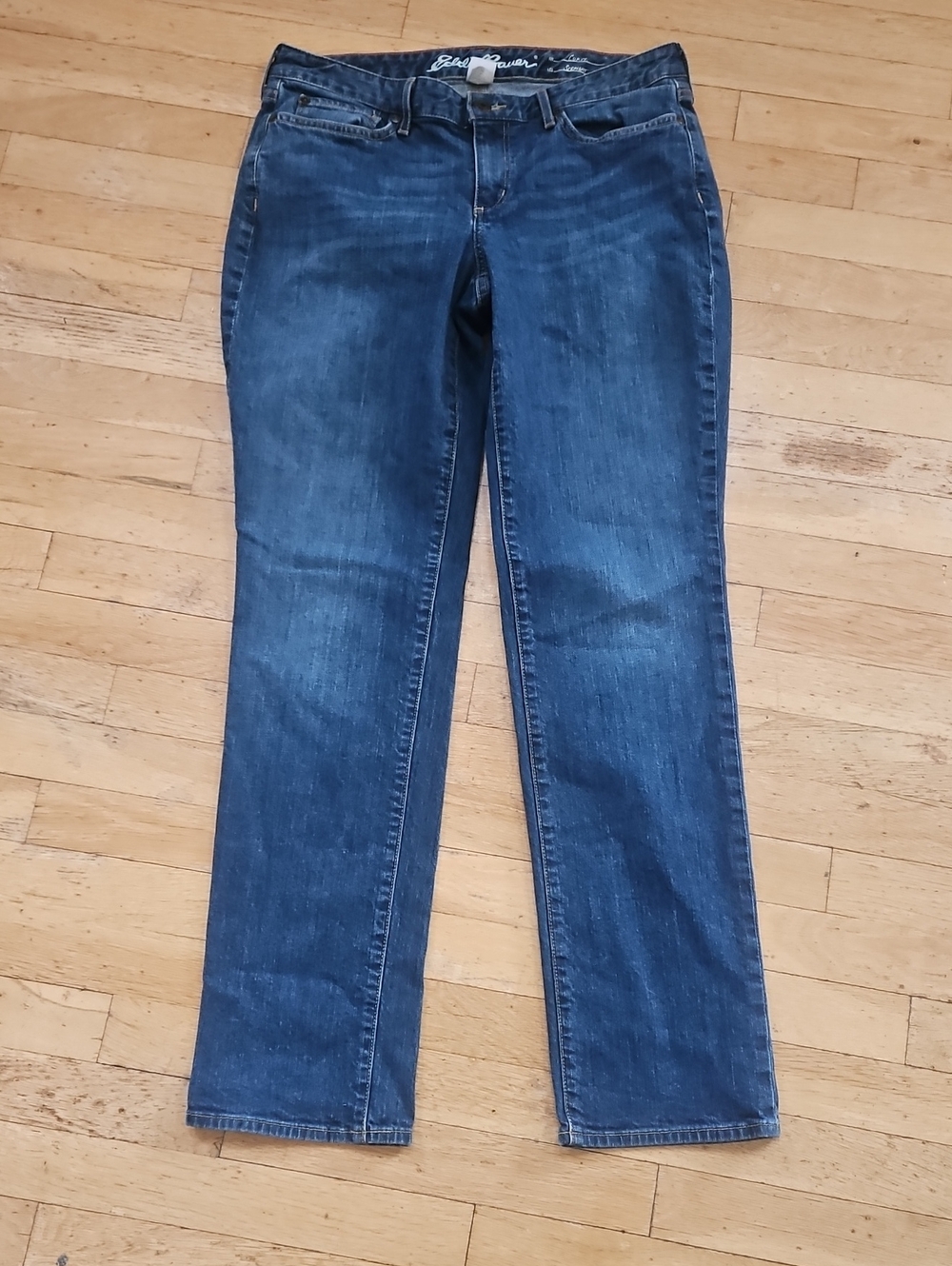 Eddie Bauer Women's Straight Leg Jeans in Dark Blue Wash